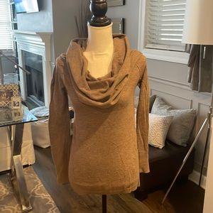 Tan Cowlneck long sweater—Shrinking Violet brand). Great fit and comfy SZ XS